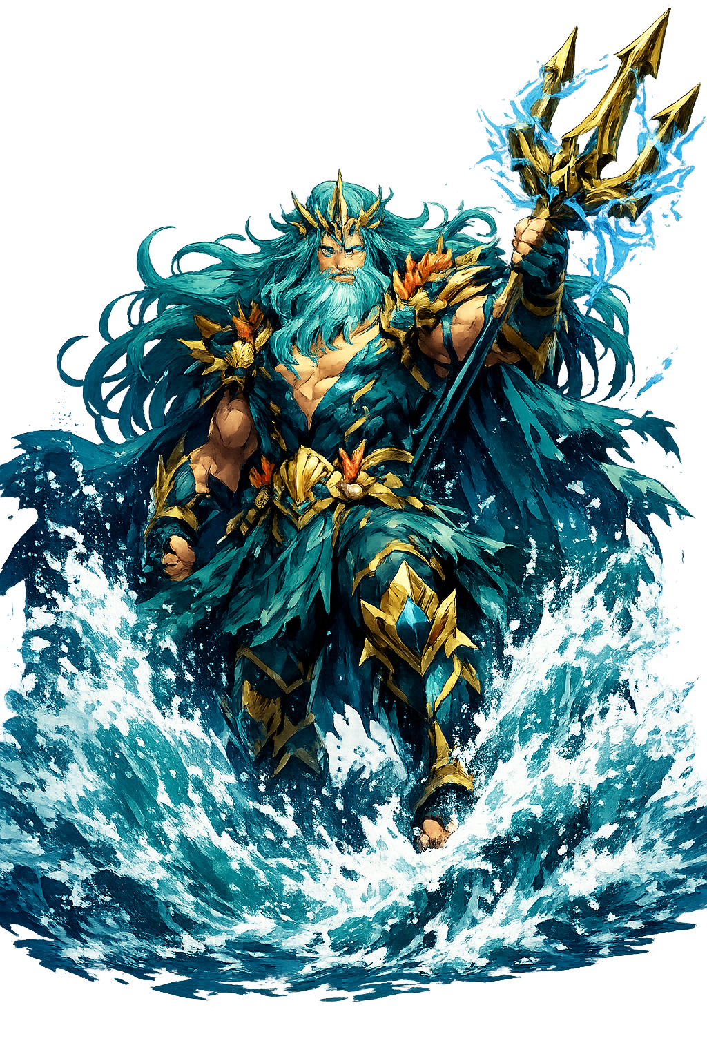 Poseidōn — Lord of the Sea, wielding the trident